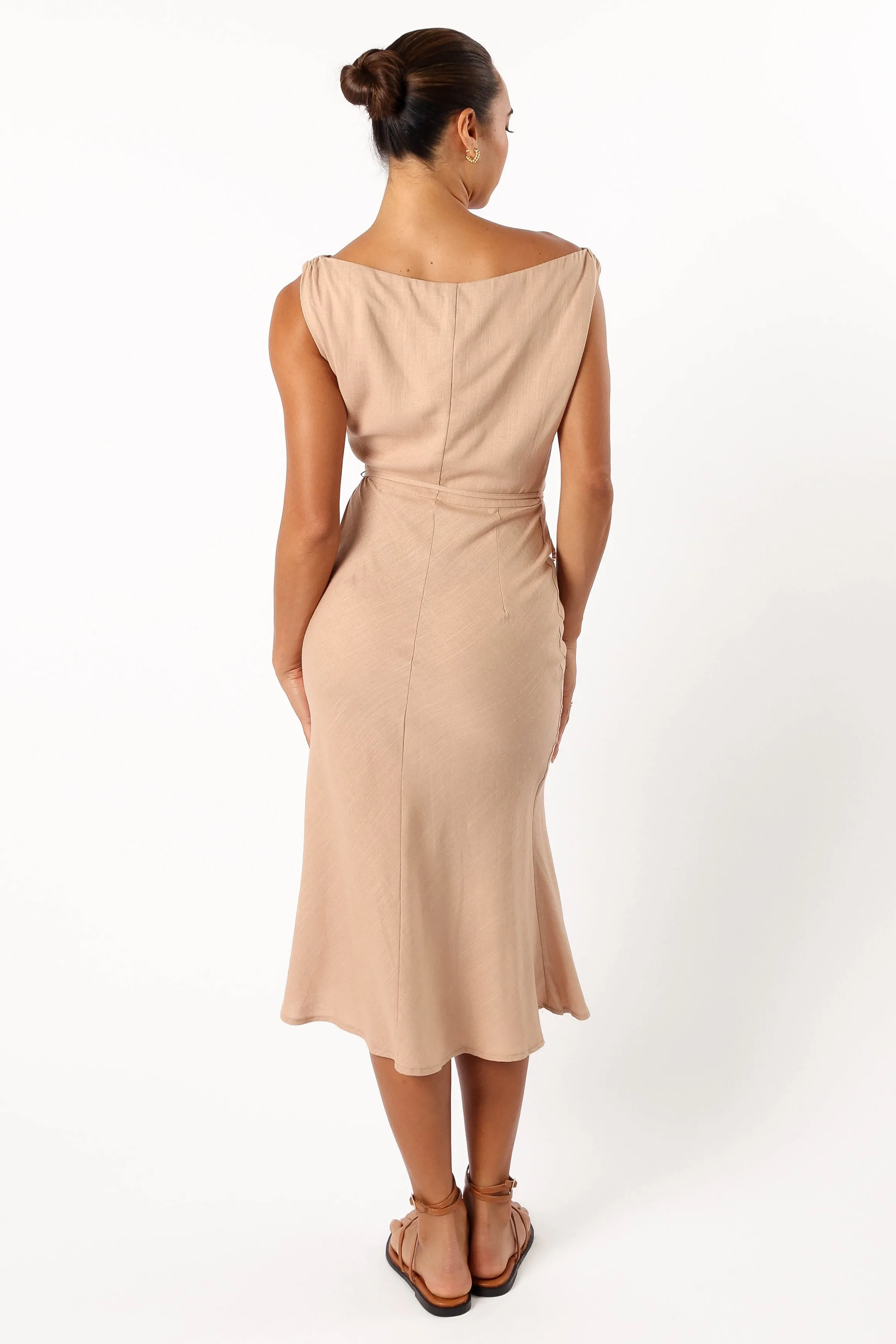 Calista One Shoulder Midi Dress - Sand sold by Petal & Pup product image thumbnail 4