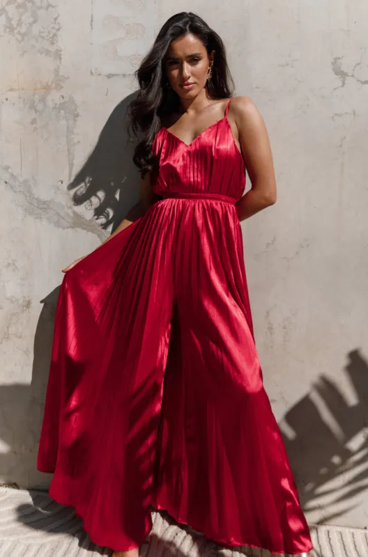 Eden Wide Leg Jumpsuit - Red sold by Petal & Pup