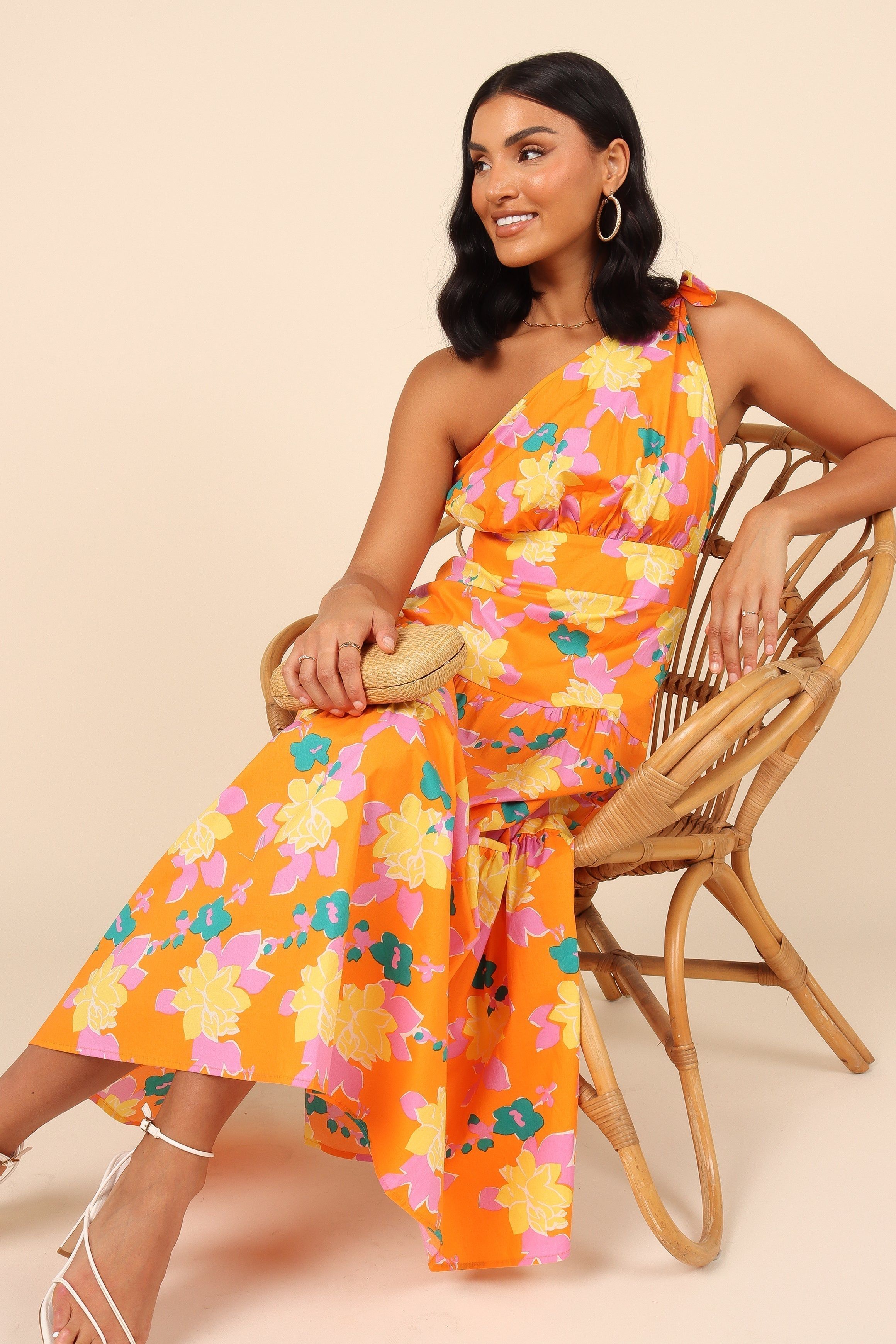 Kiari One Shoulder Dress - Orange sold by Petal & Pup