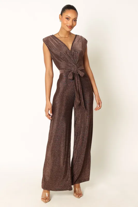 Nora Wide Leg Jumpsuit - Chocolate sold by Petal & Pup