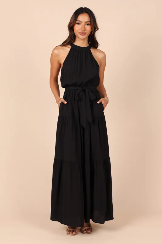 Makayla Halter Maxi Dress - Black sold by Petal & Pup