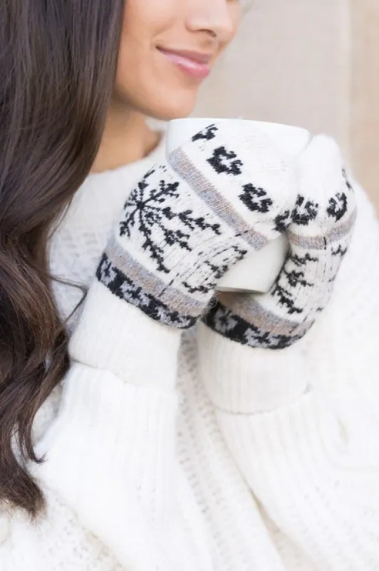 Nordic Snowflake Mittens - White sold by Petal & Pup
