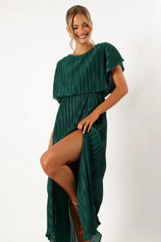 Neville Pleated Maxi Dress - Teal Green made by Petal & Pup