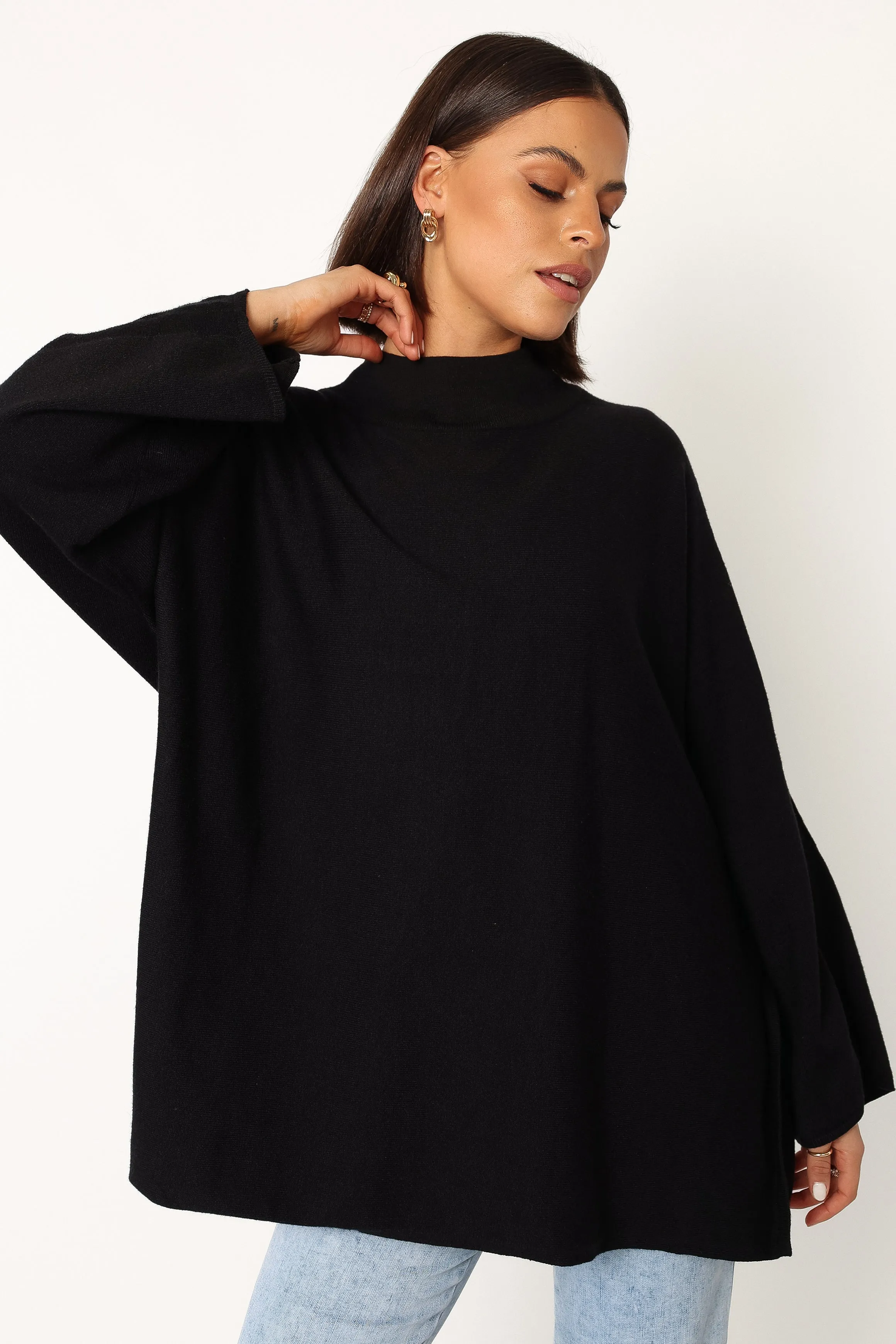Addilynn Oversized Knit Sweater - Black sold by Petal & Pup product image thumbnail 3