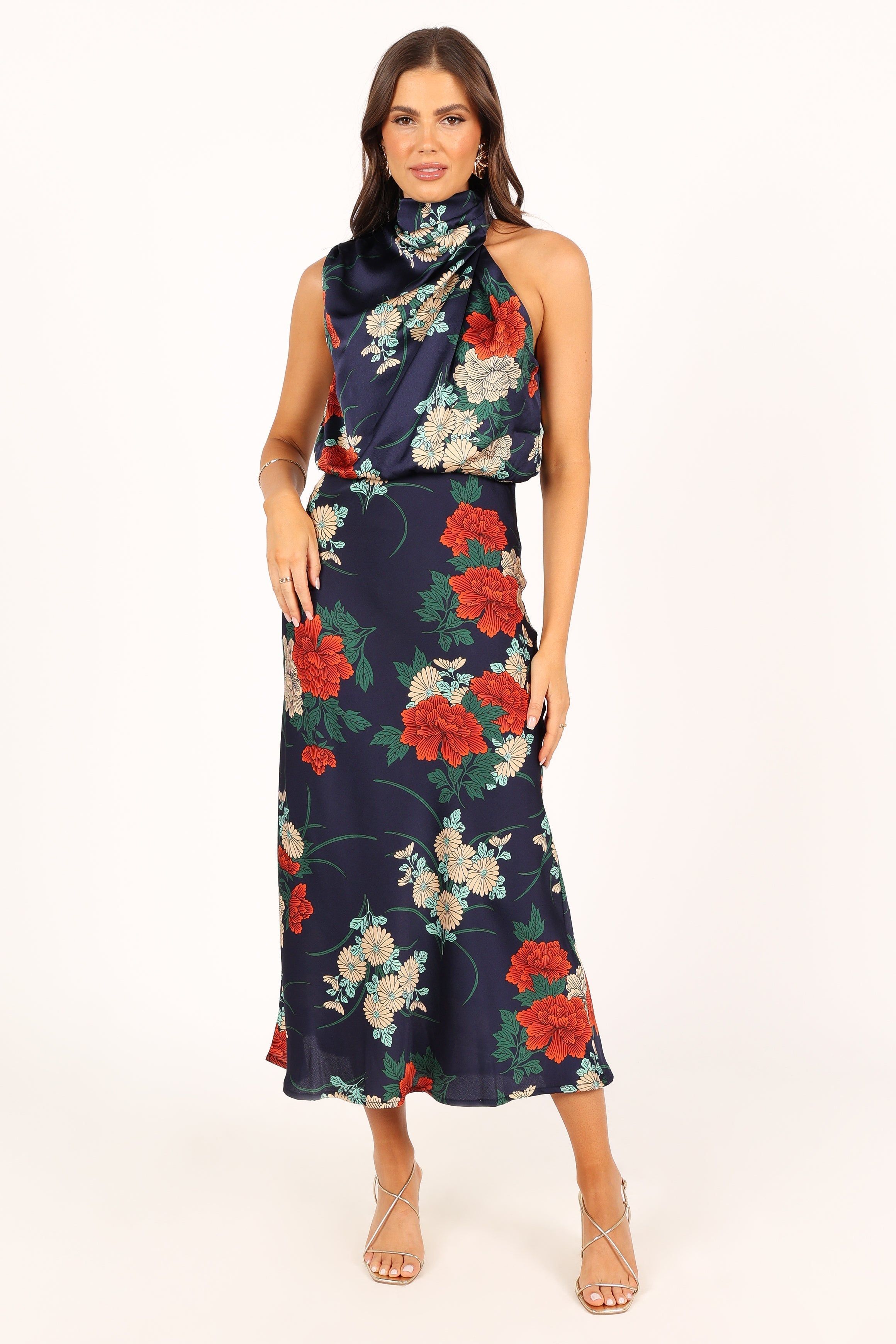 Anabelle Halter Neck Midi Dress - Navy Floral sold by Petal & Pup product image thumbnail 5