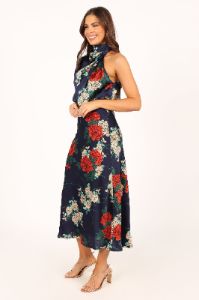 Anabelle Halter Neck Maxi Dress - Navy Floral sold by Petal & Pup