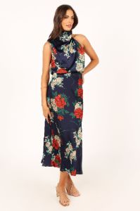 Anabelle Halter Neck Maxi Dress - Navy Floral sold by Petal & Pup
