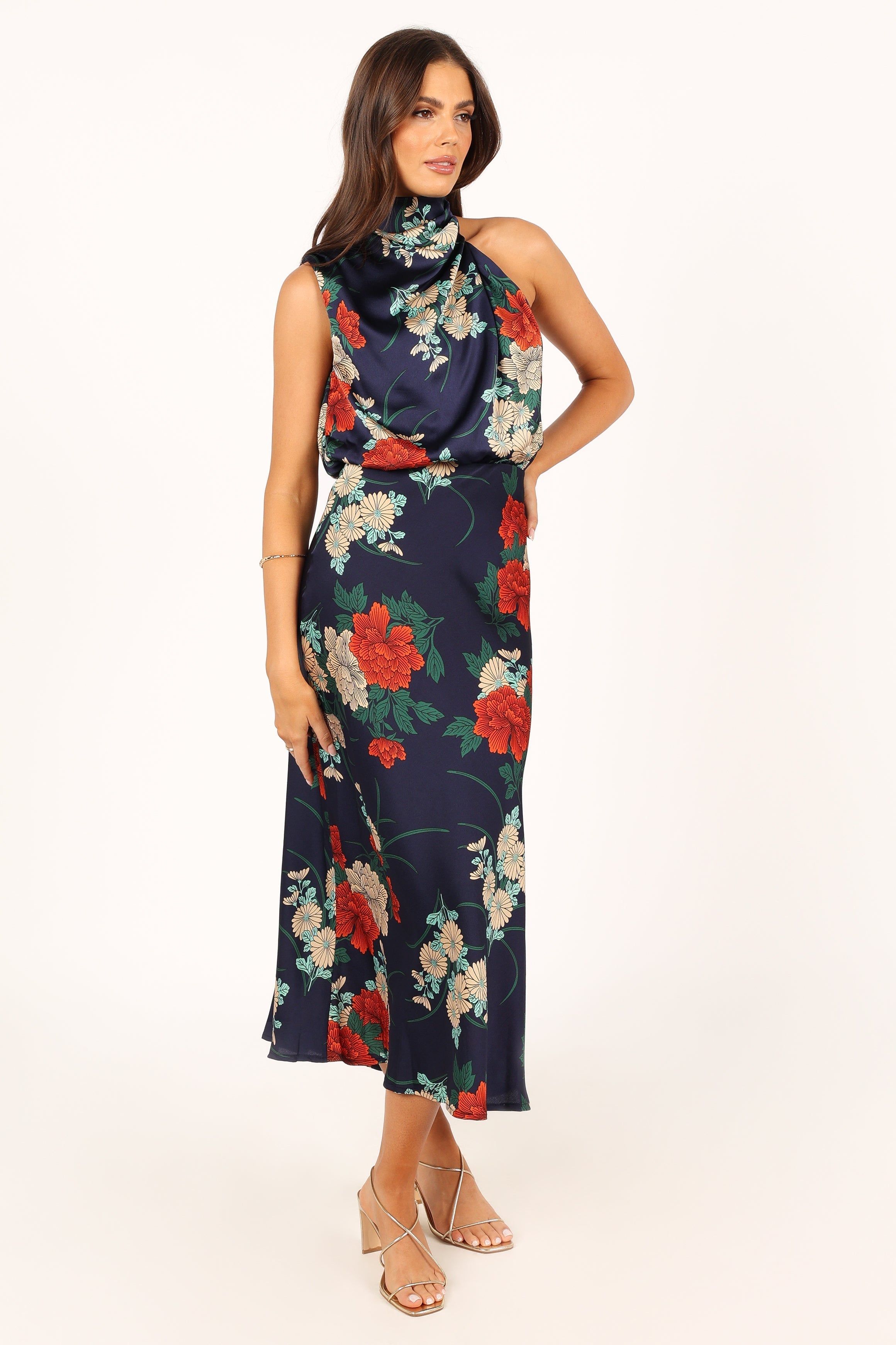 Anabelle Halter Neck Midi Dress - Navy Floral sold by Petal & Pup product image thumbnail 2