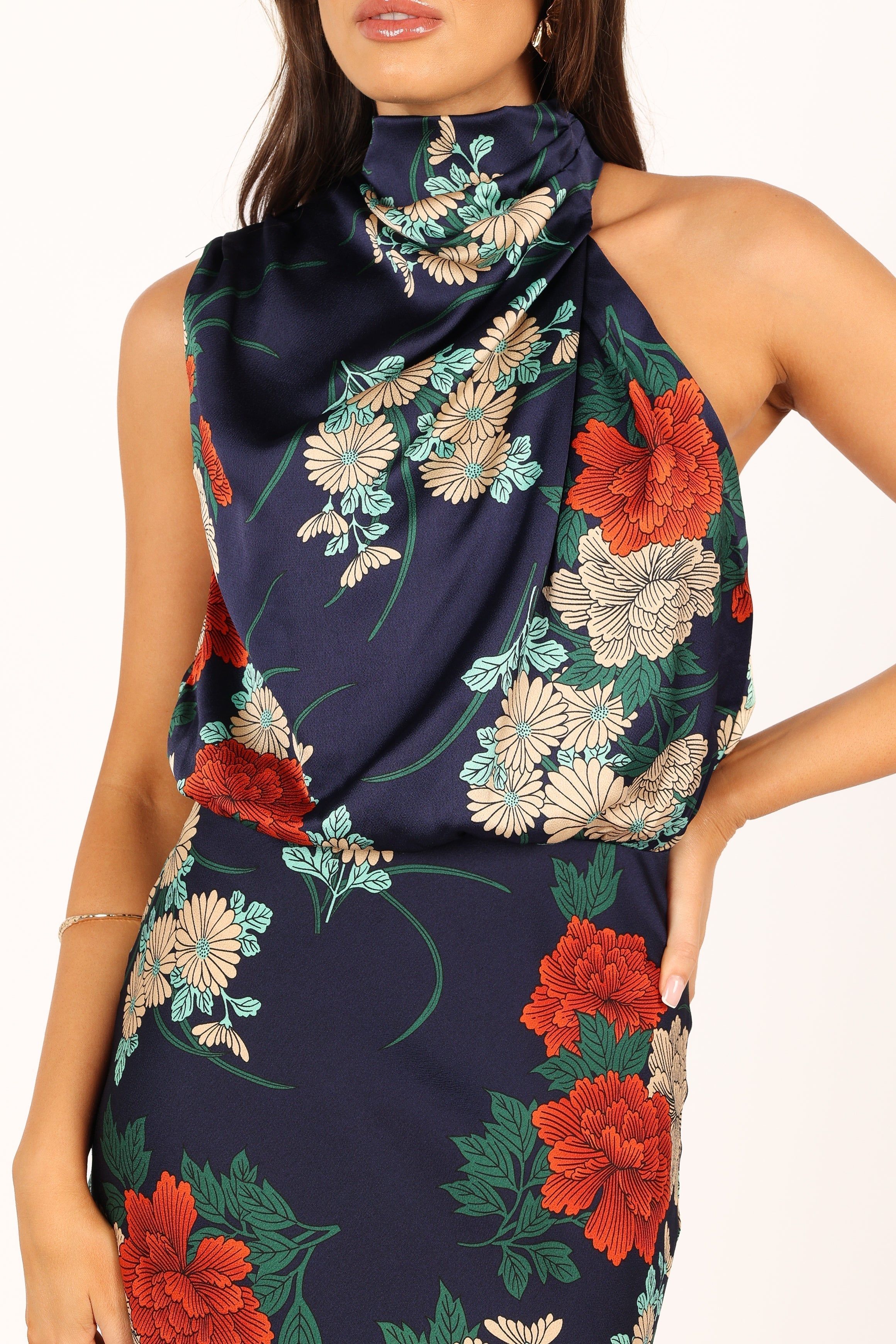 Anabelle Halter Neck Midi Dress - Navy Floral sold by Petal & Pup product image thumbnail 3