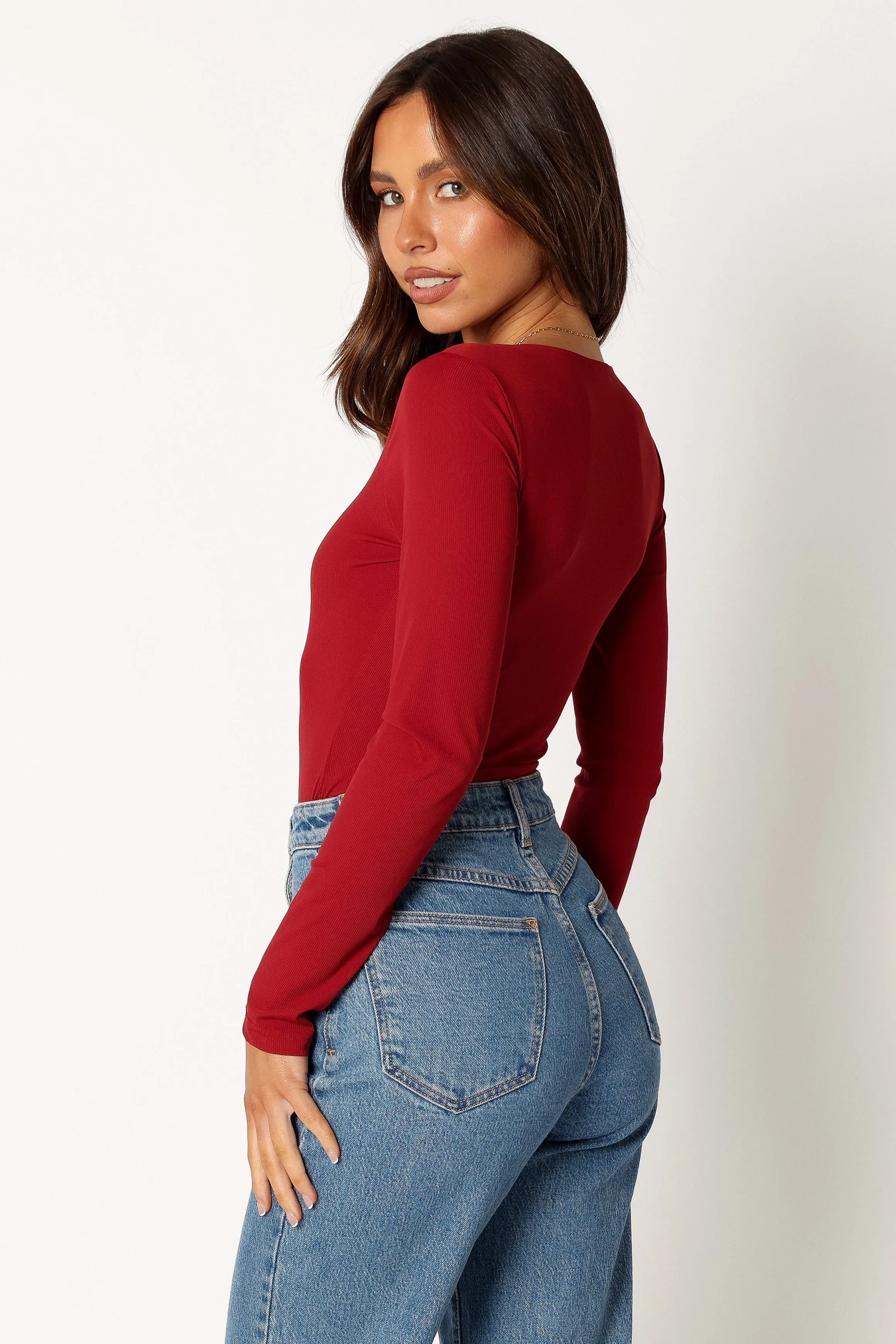 Pia Long Sleeve Bodysuit - Burgundy sold by Petal & Pup product image thumbnail 5