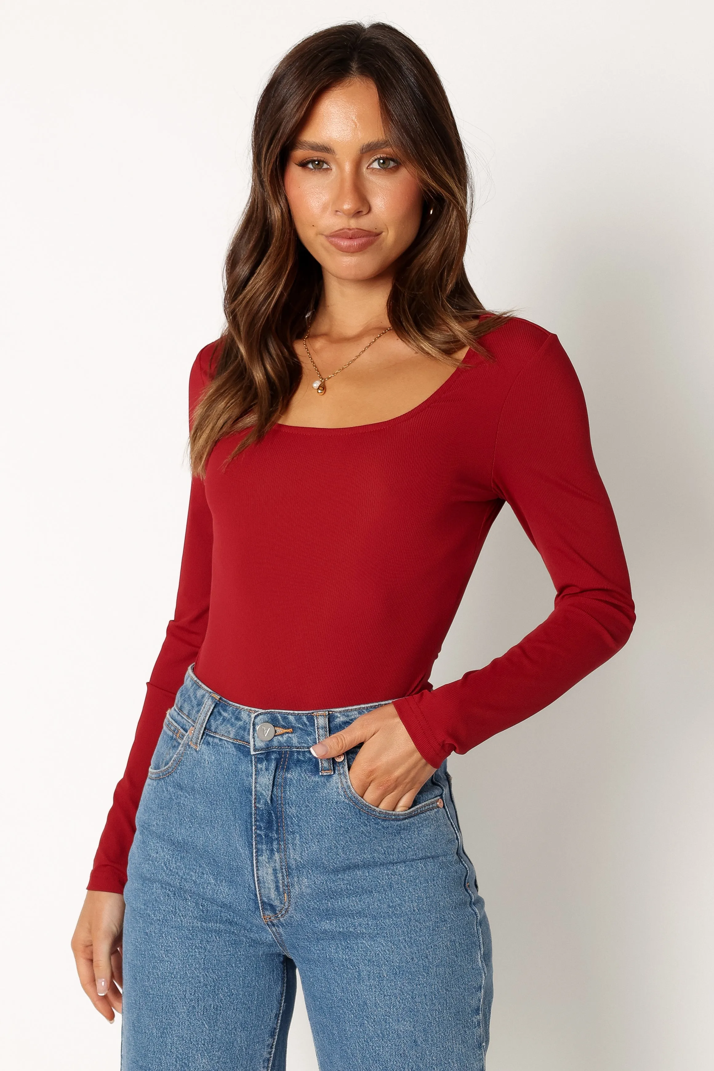Pia Long Sleeve Bodysuit - Burgundy sold by Petal & Pup product image thumbnail 3
