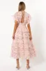 Daphne Ruffle Midi Dress - Pink Orange sold by Petal & Pup