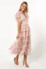 Daphne Ruffle Midi Dress - Pink Orange sold by Petal & Pup