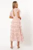 Daphne Ruffle Midi Dress - Pink Orange sold by Petal & Pup