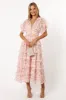 Daphne Ruffle Midi Dress - Pink Orange sold by Petal & Pup