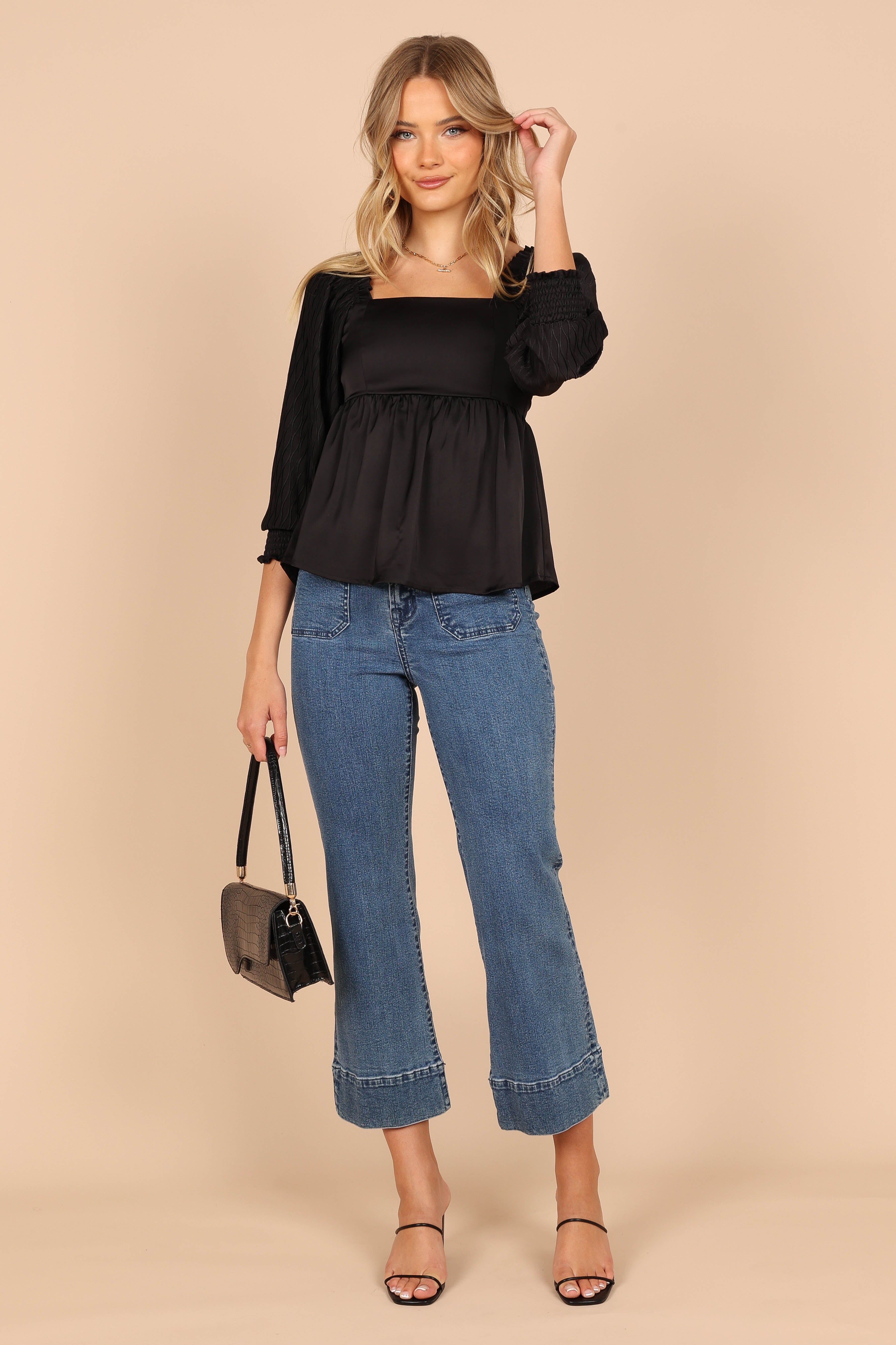 Montana Satin Babydoll Top - Black sold by Petal & Pup product image thumbnail 2