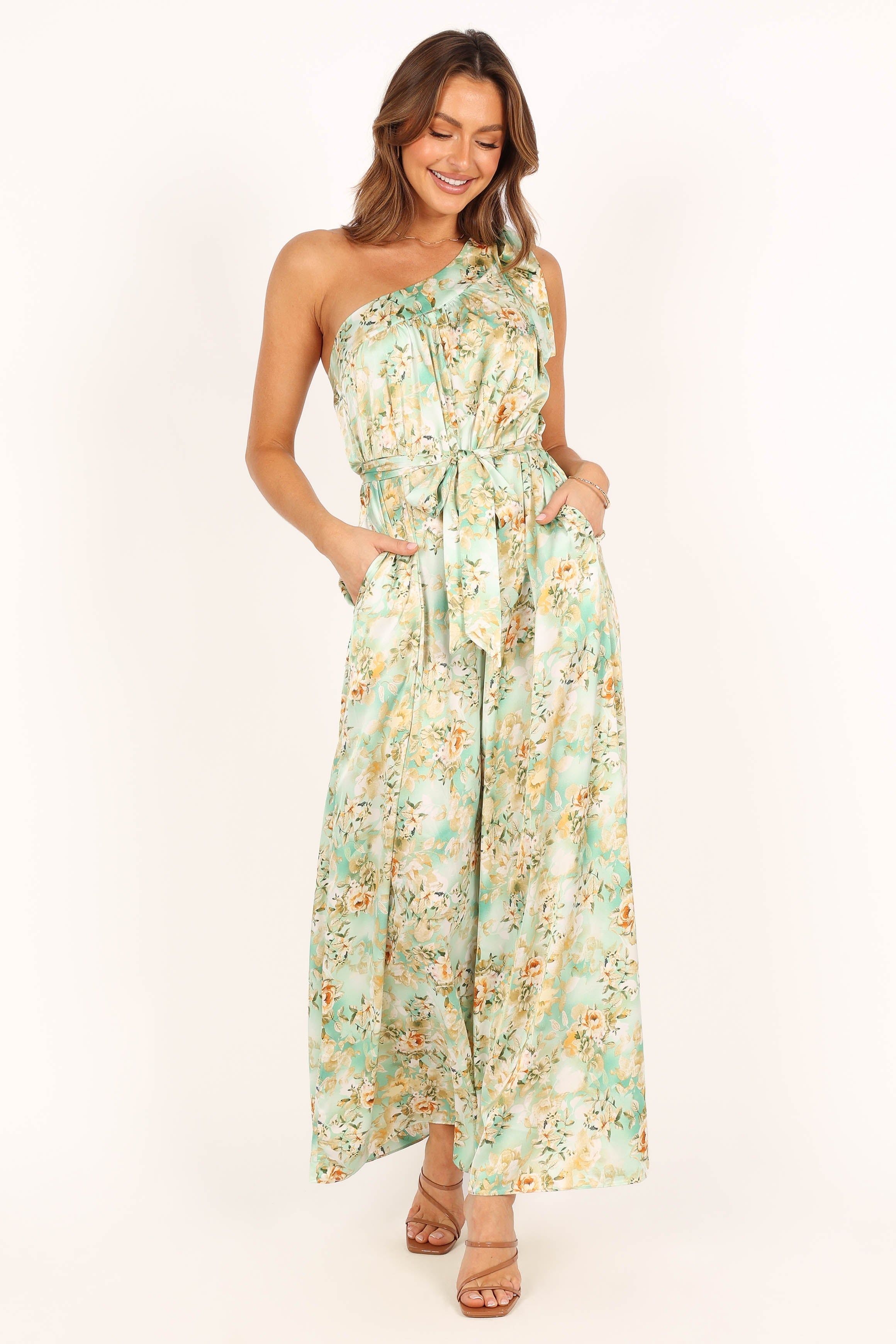 Aurelia One Shoulder Jumpsuit - Green Floral sold by Petal & Pup product image thumbnail 4