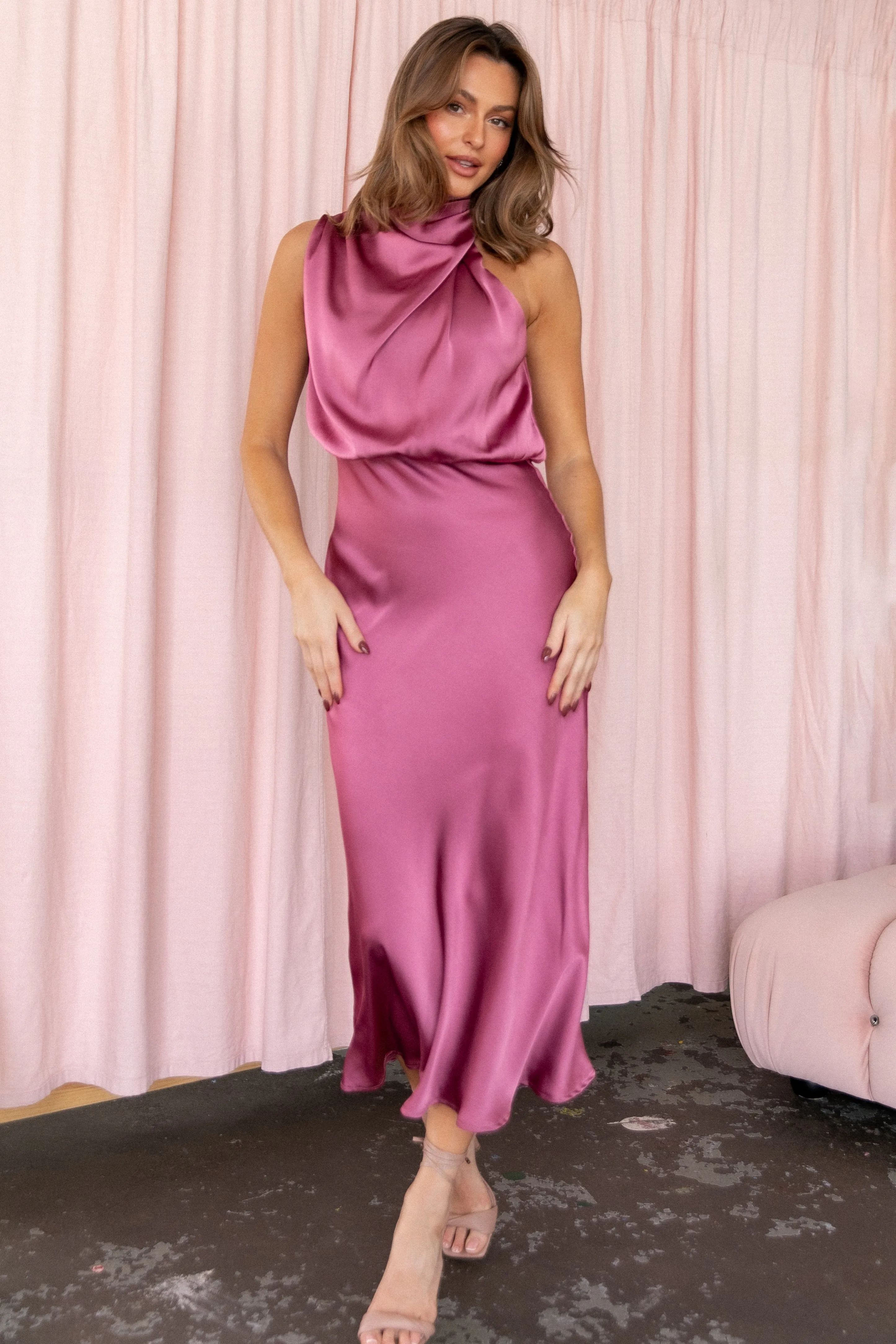 Anabelle Halter Neck Midi Dress - Dusty Rose sold by Petal & Pup product image thumbnail 2