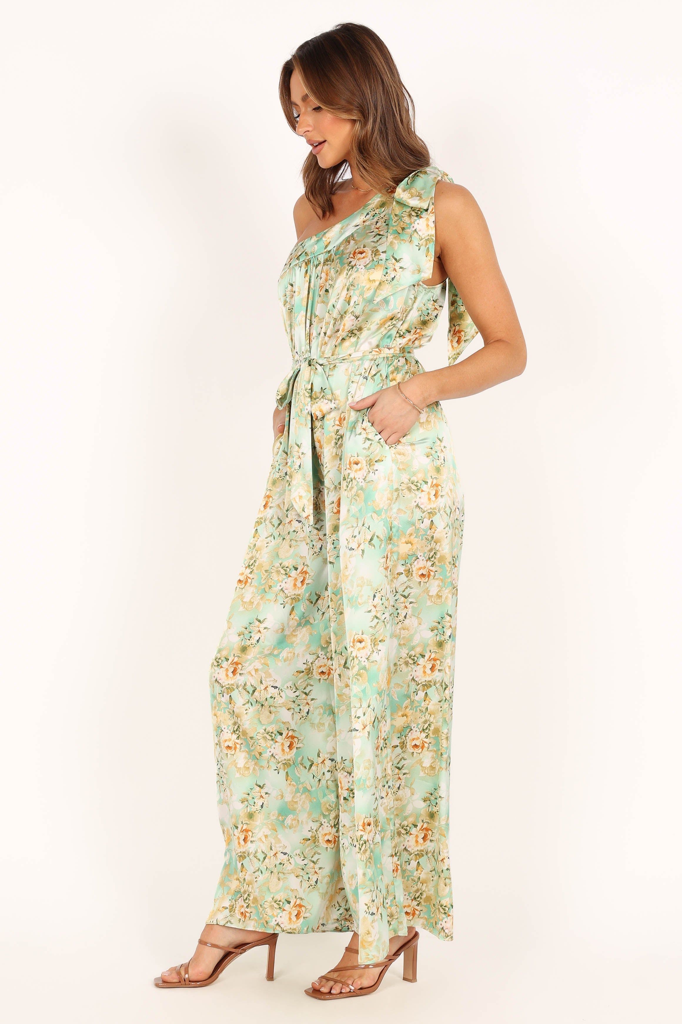Aurelia One Shoulder Jumpsuit - Green Floral sold by Petal & Pup product image thumbnail 8
