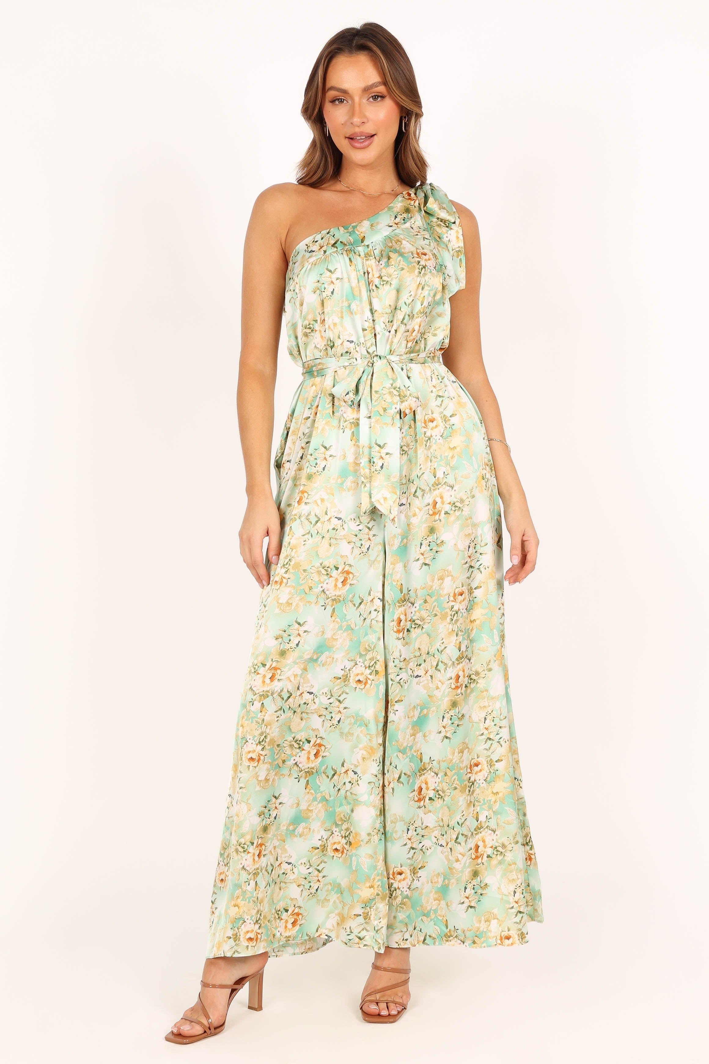 Aurelia One Shoulder Jumpsuit - Green Floral sold by Petal & Pup product image thumbnail 6