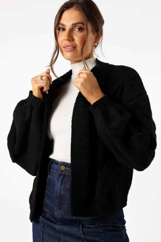 Oaklee Large Knit Back Cardigan - Black sold by Petal & Pup