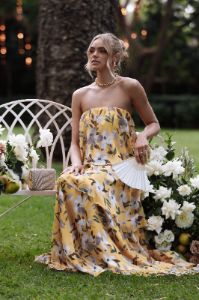 Bloom Strapless Maxi Dress - Yellow Floral sold by Petal & Pup