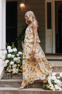 Bloom Strapless Maxi Dress - Yellow Floral sold by Petal & Pup