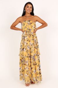 Bloom Strapless Maxi Dress - Yellow Floral sold by Petal & Pup