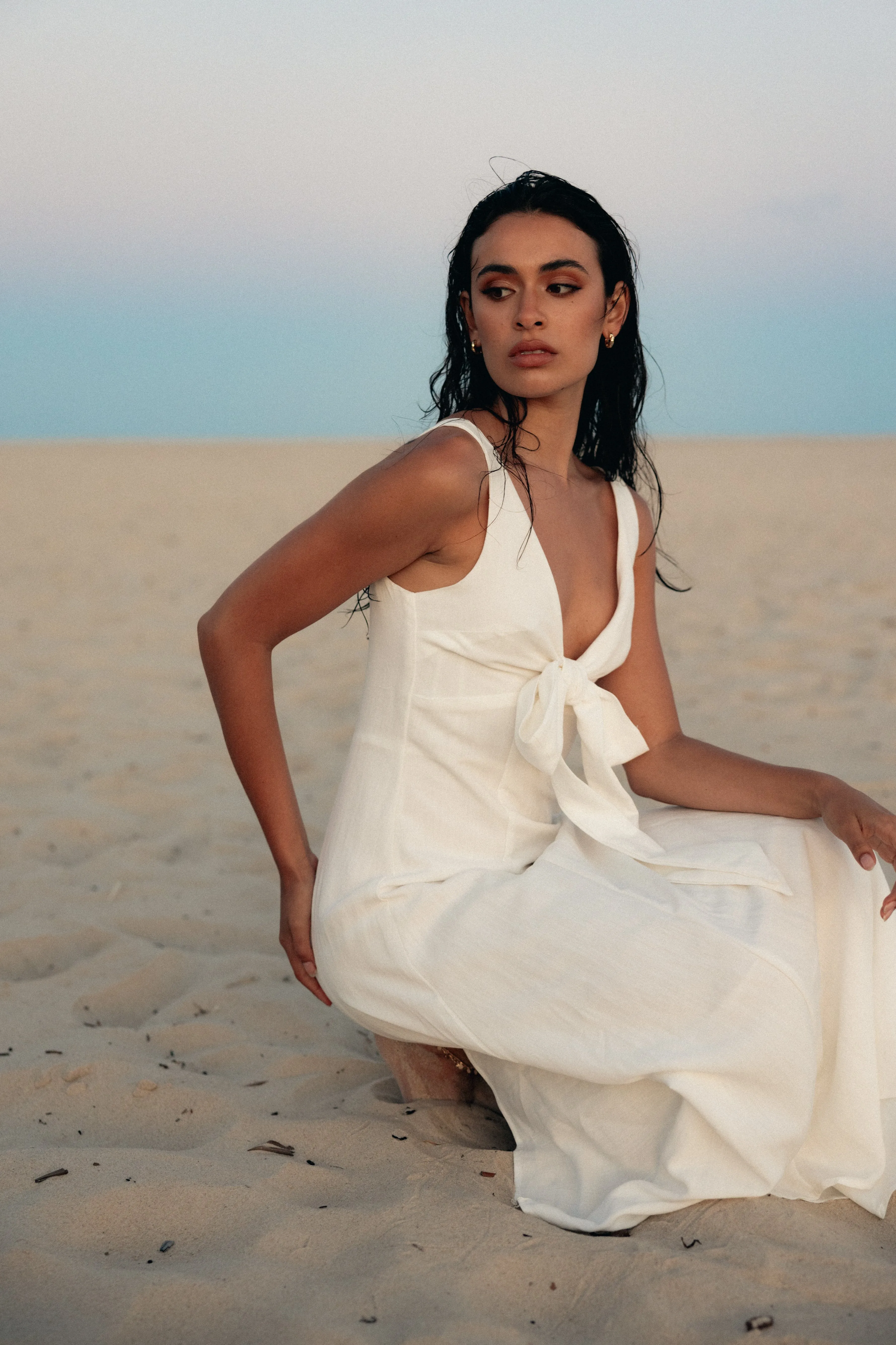 Archer Midi Dress - White sold by Petal & Pup