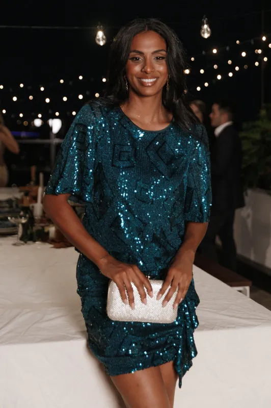 Lana Sequin Top - Hunter Green sold by Petal & Pup