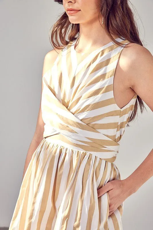 Delilah Stripe Mini Dress - Taupe sold by Petal & Pup product image thumbnail 4