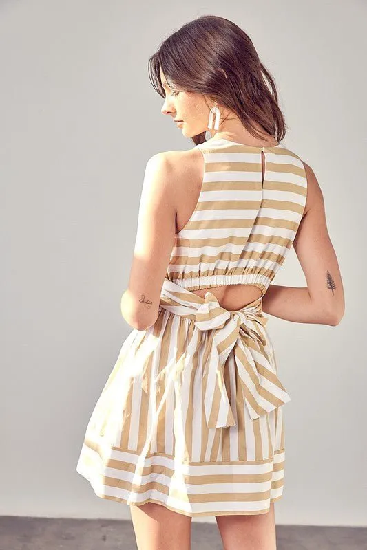 Delilah Stripe Mini Dress - Taupe sold by Petal & Pup product image thumbnail 3
