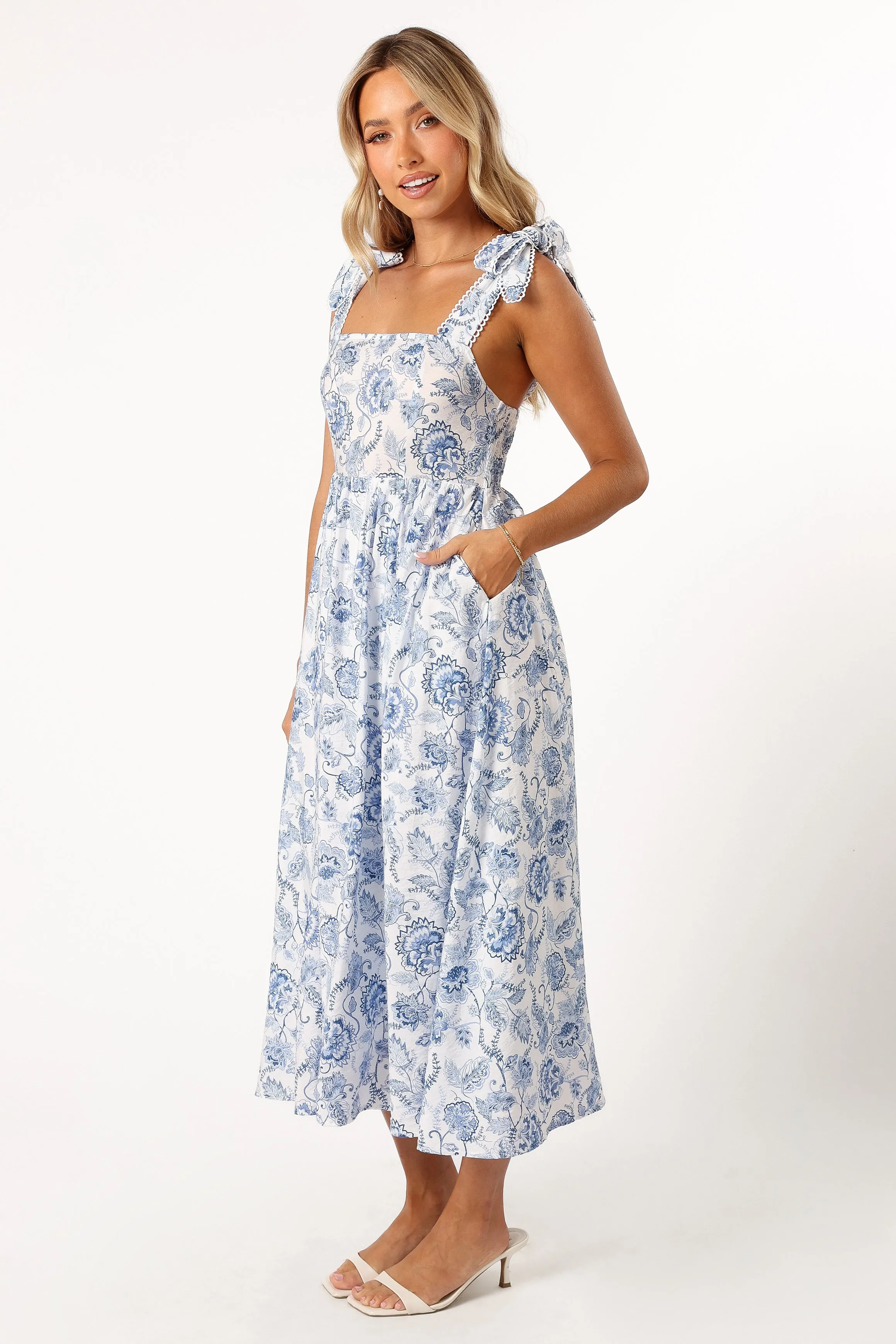 Janie Midi Dress - Blue Floral sold by Petal & Pup product image thumbnail 3