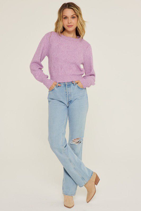 Textured Weave Knit Sweater - Lavender sold by Petal & Pup product image thumbnail 5