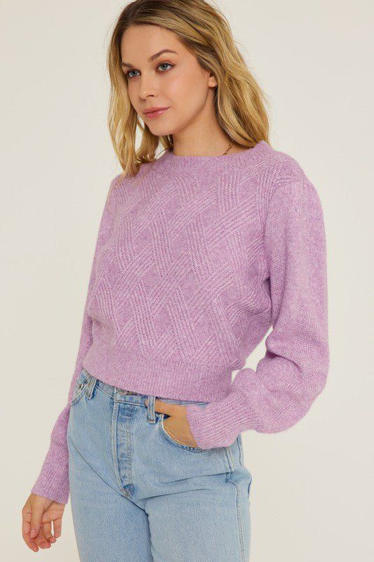 Textured Weave Knit Sweater - Lavender sold by Petal & Pup product image thumbnail 4