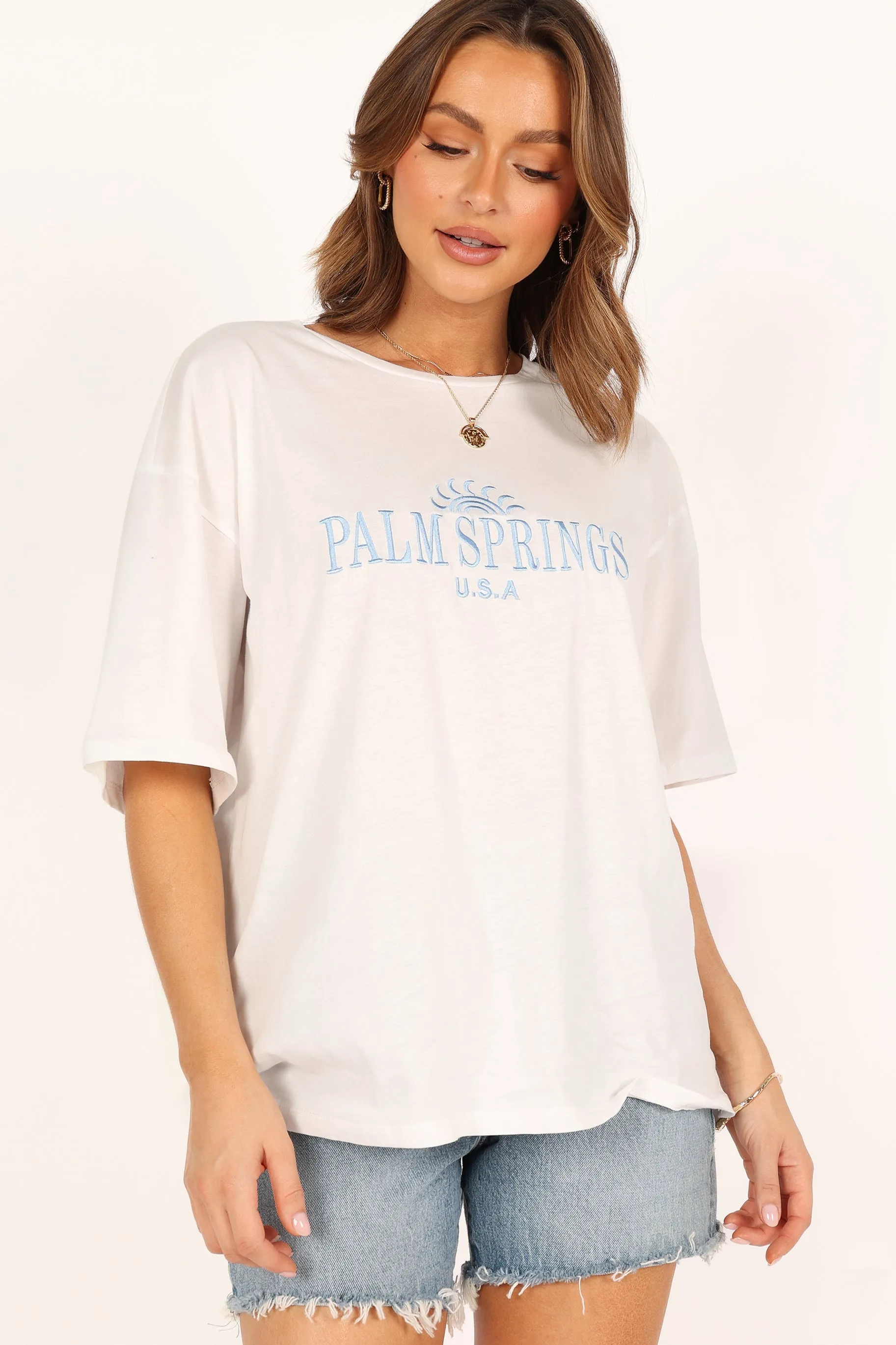 Palm Springs Tee - White sold by Petal & Pup