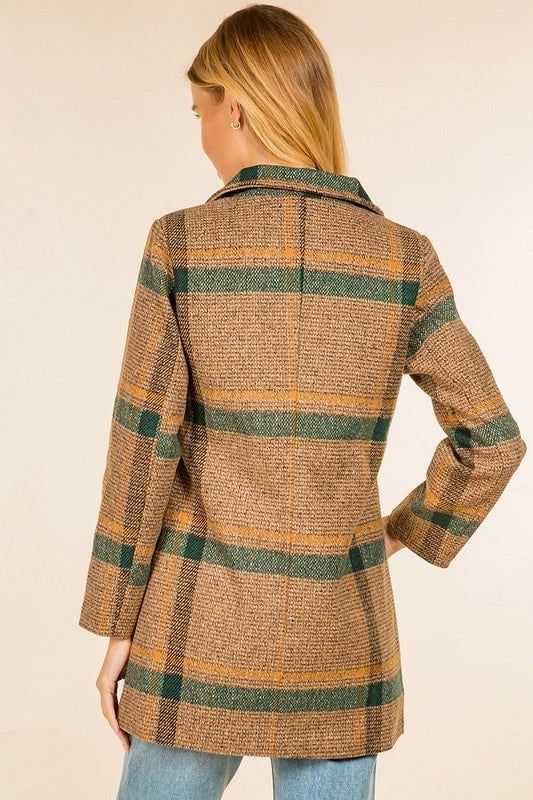 Plaid Textured Double Breasted Coat - Brown sold by Petal & Pup product image thumbnail 5