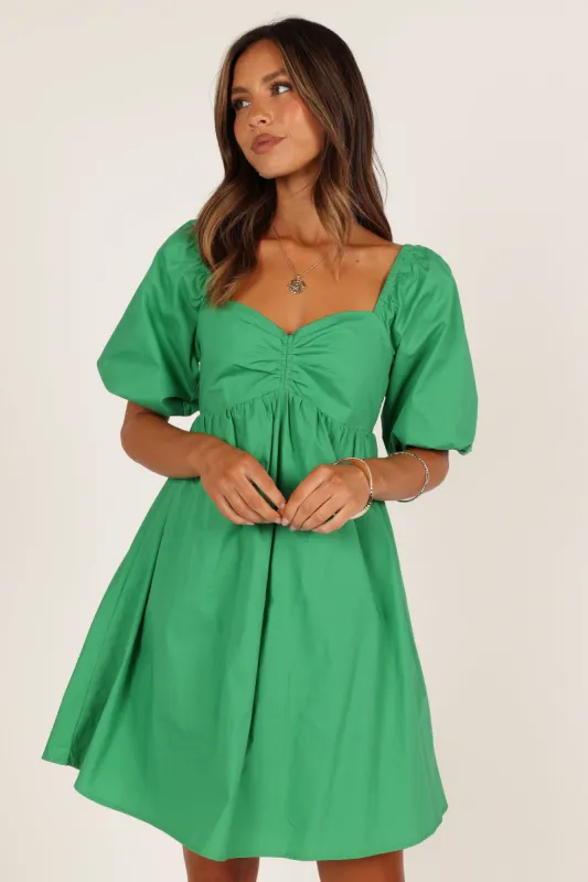 Lionel Puff Sleeve Midi Dress - Green sold by Petal & Pup