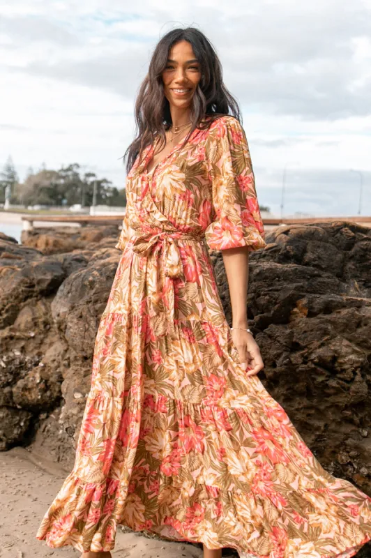 Pissaro Mid Sleeve Maxi Dress - Floral sold by Petal & Pup