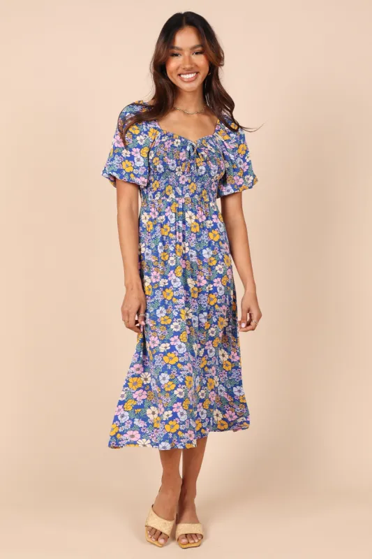 Tuilly Midi Dress - Blue Floral sold by Petal & Pup