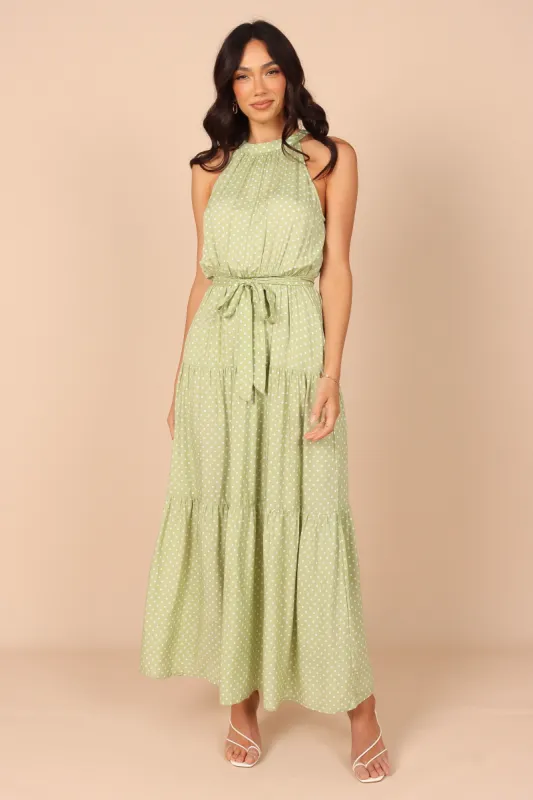 Makayla Halter Maxi Dress - Green Spot sold by Petal & Pup