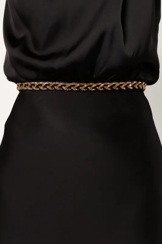 Harper Plaited Belt - Gold Black sold by Petal & Pup