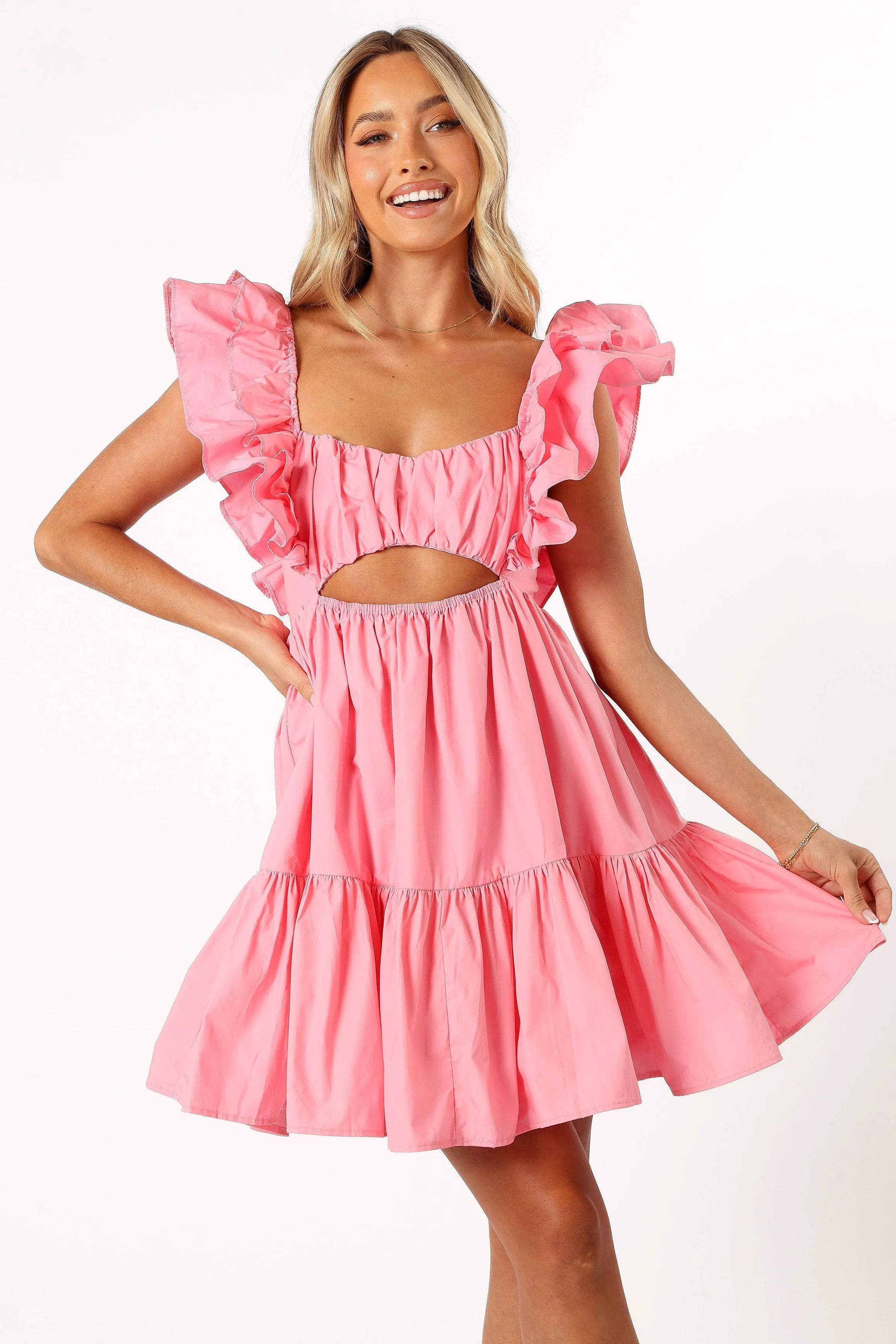 Amias Frill Sleeve Mini Dress - Candy Pink sold by Petal & Pup