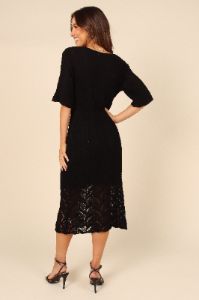 Natalie Crochet Midi Dress - Black sold by Petal & Pup