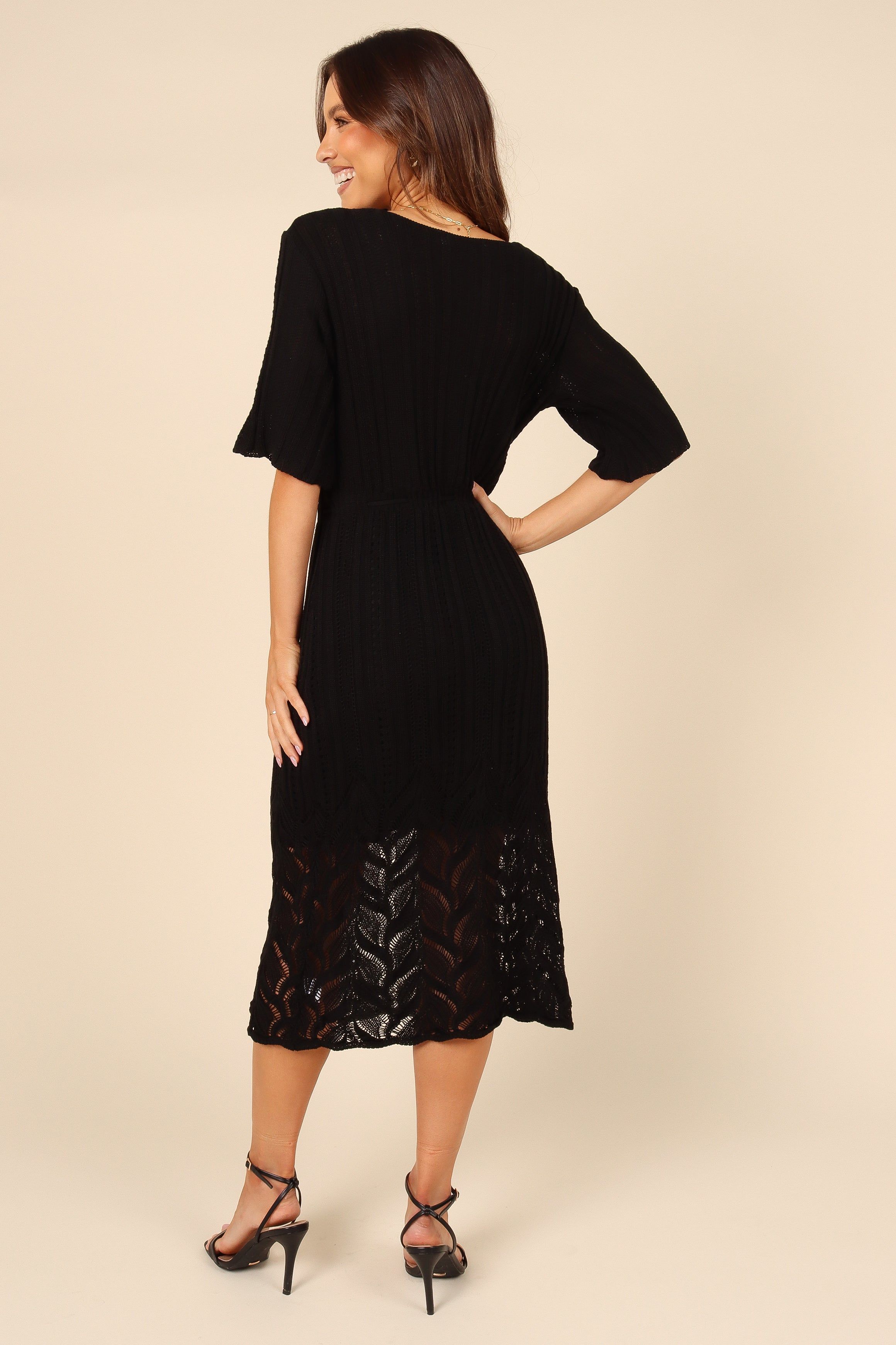 Natalie Crochet Midi Dress - Black sold by Petal & Pup product image thumbnail 4