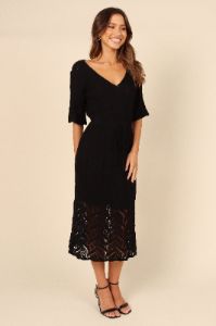 Natalie Crochet Midi Dress - Black sold by Petal & Pup