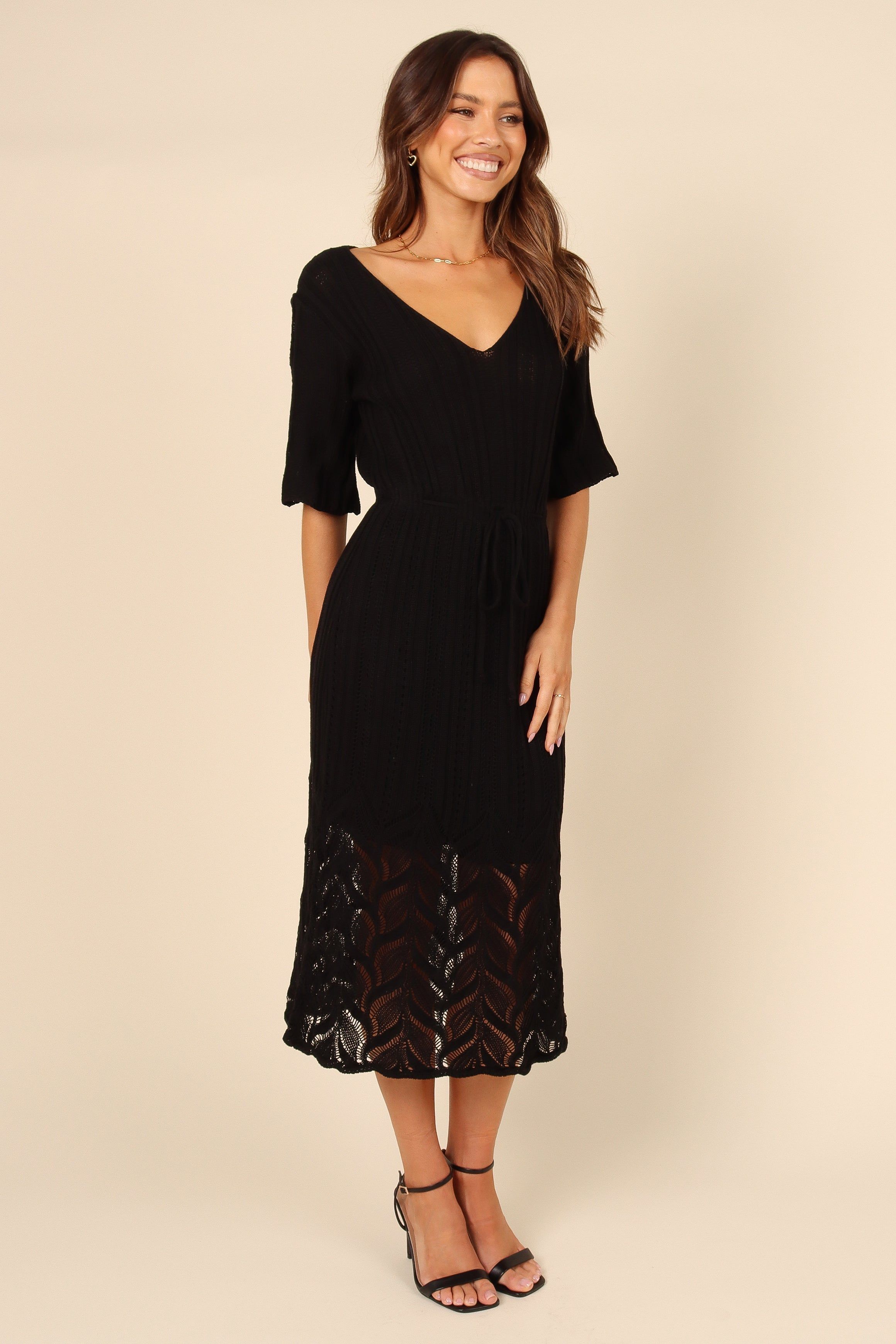 Natalie Crochet Midi Dress - Black sold by Petal & Pup product image thumbnail 5