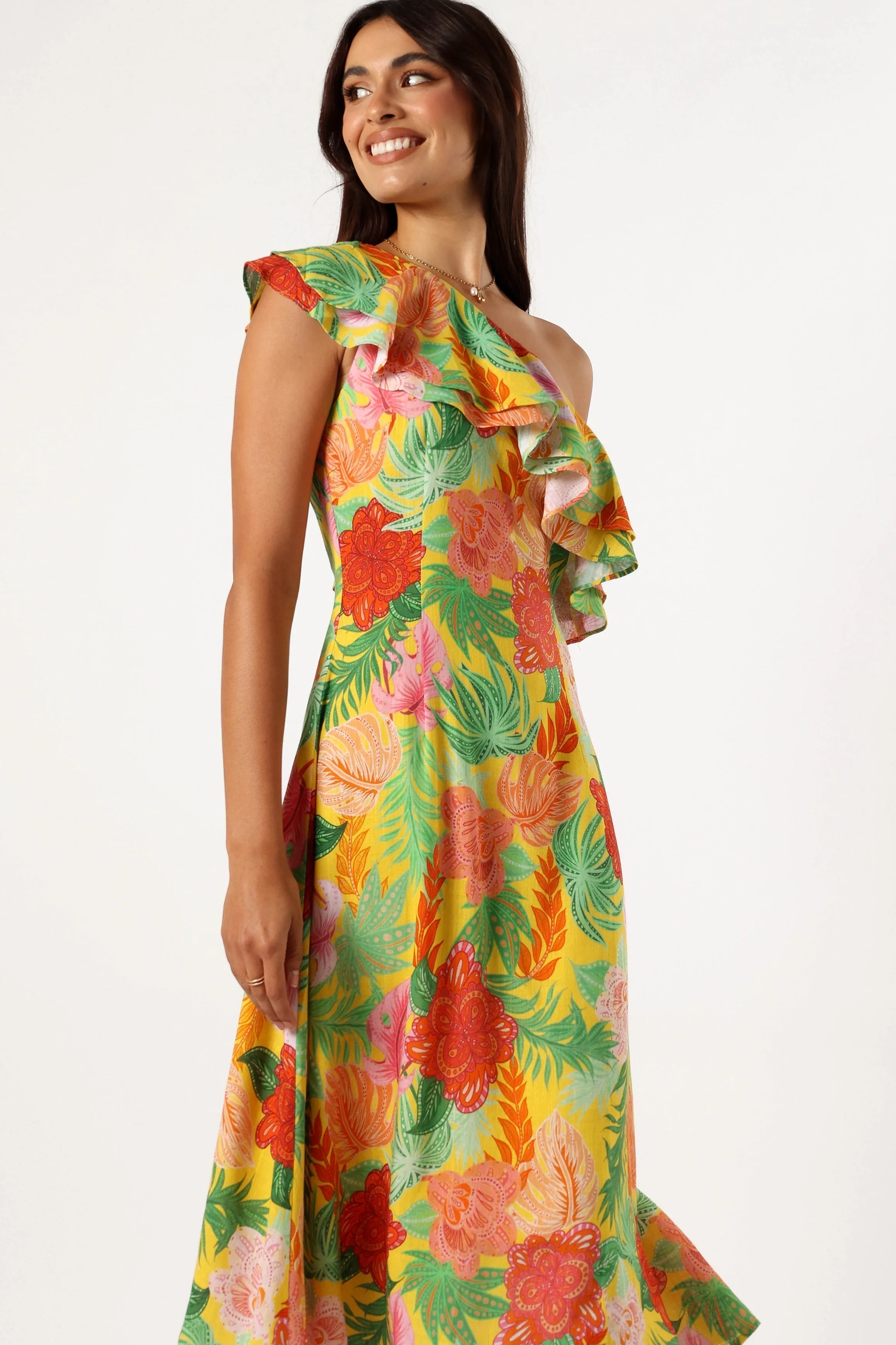 Kalama One Shoulder Midi Dress - Leilani Print sold by Petal & Pup product image thumbnail 3