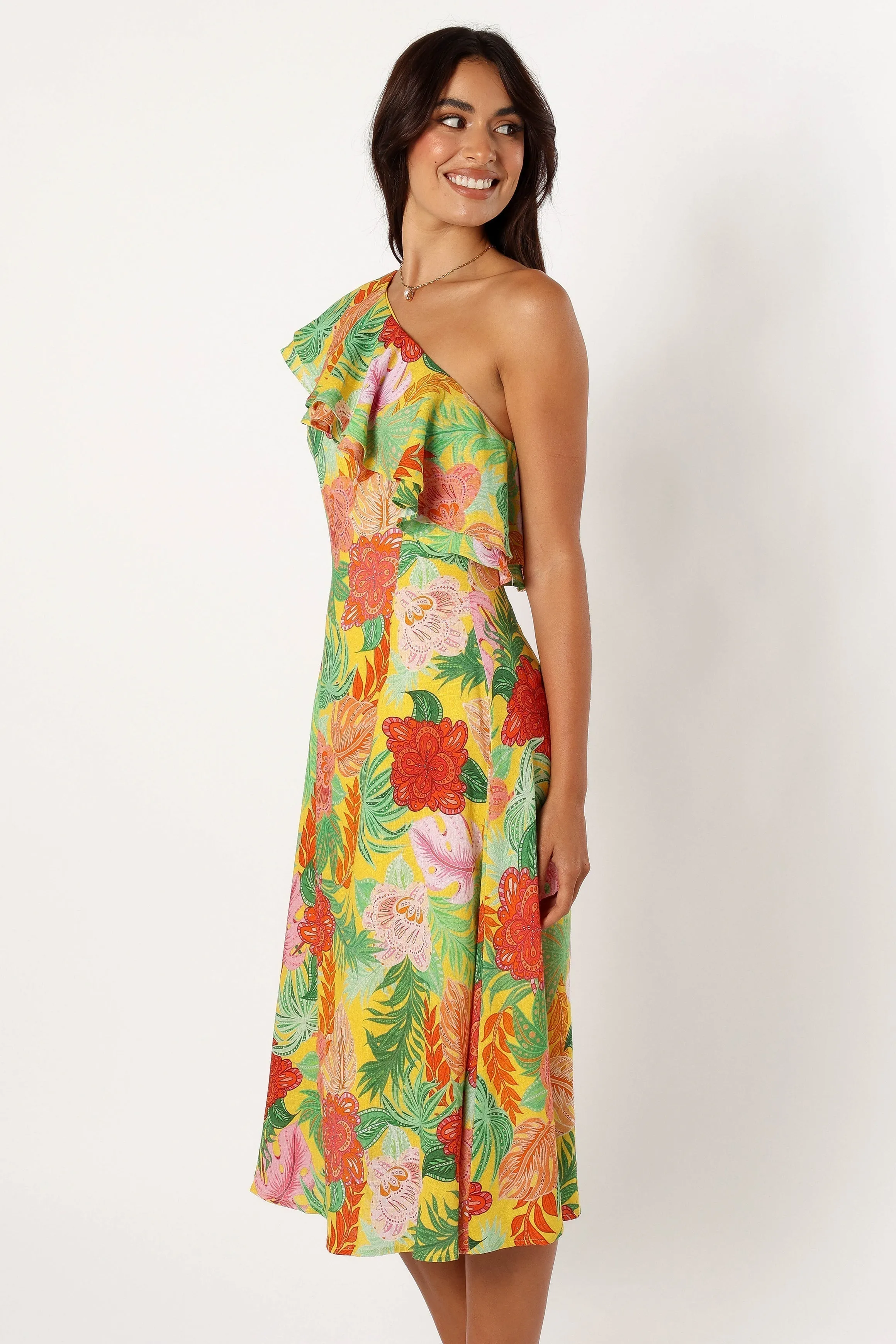 Kalama One Shoulder Midi Dress - Leilani Print sold by Petal & Pup product image thumbnail 5