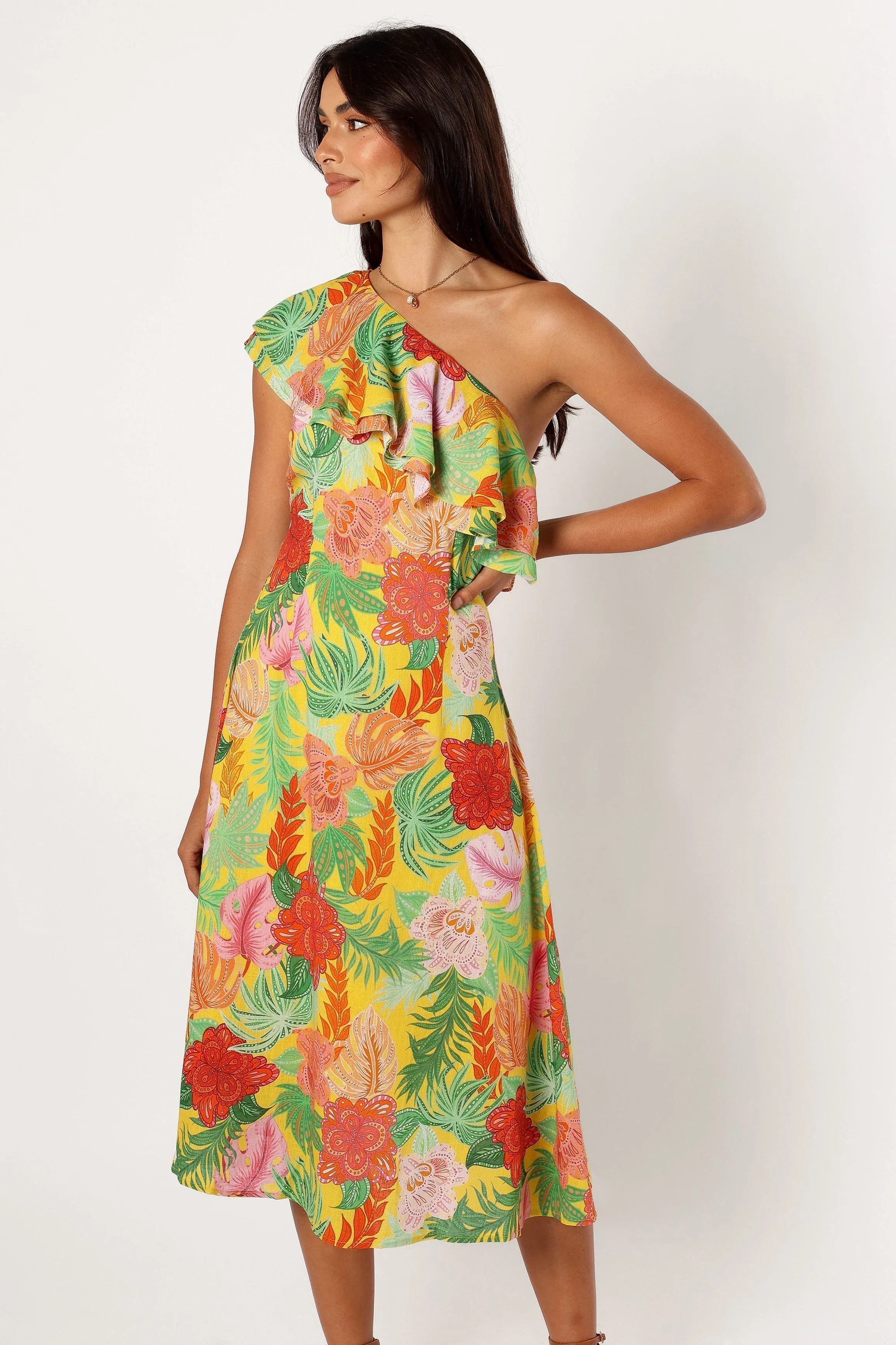 Kalama One Shoulder Midi Dress - Leilani Print sold by Petal & Pup product image thumbnail 4